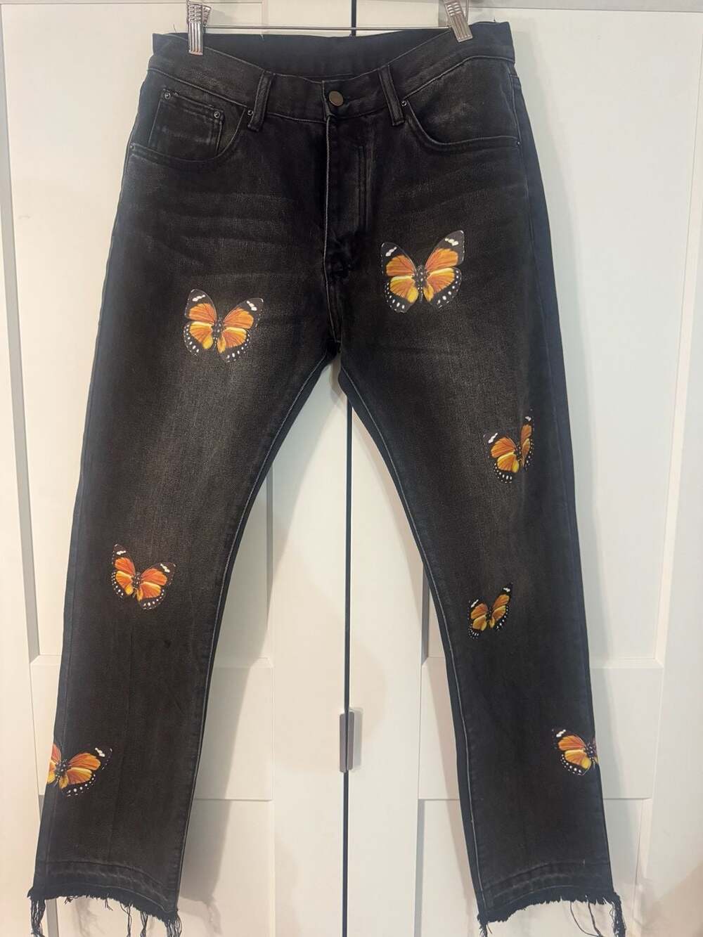 MNML D223 Butterfly Straight Leg Denim Jeans in Black